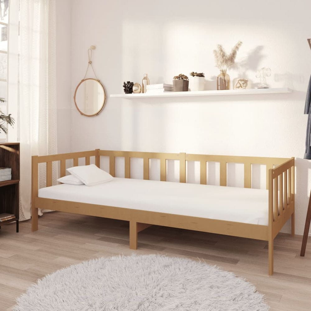 Vidaxl Denná posteľ s matracom 90x200 cm hnedá borovicové drevo