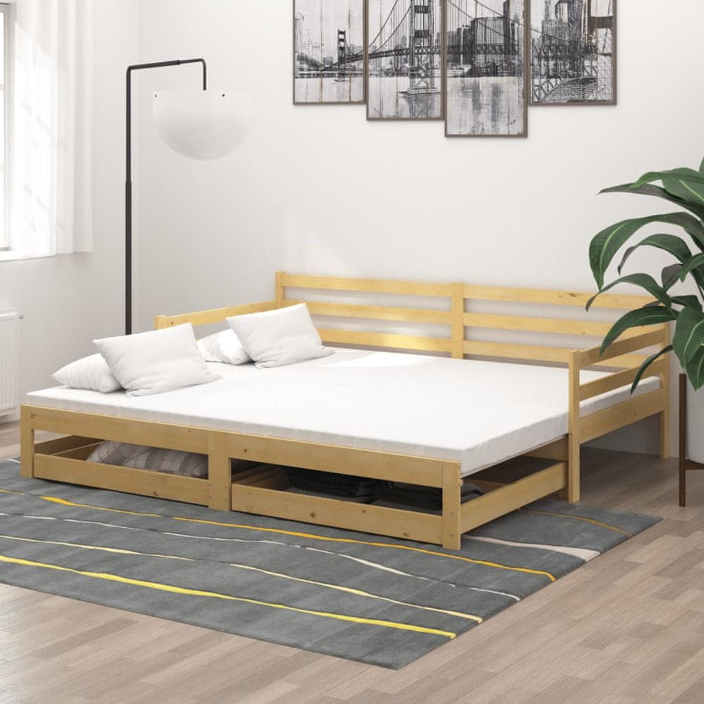 Vidaxl Rozkladacia denná posteľ 2x(90x200) cm borovicové drevo