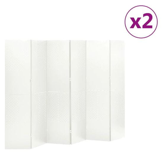 Vidaxl 6-panelové paravány 2 ks biele 240x180 cm oceľ
