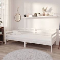 Vidaxl Denná posteľ s matracom, 90x200 cm, biela, borovicové drevo