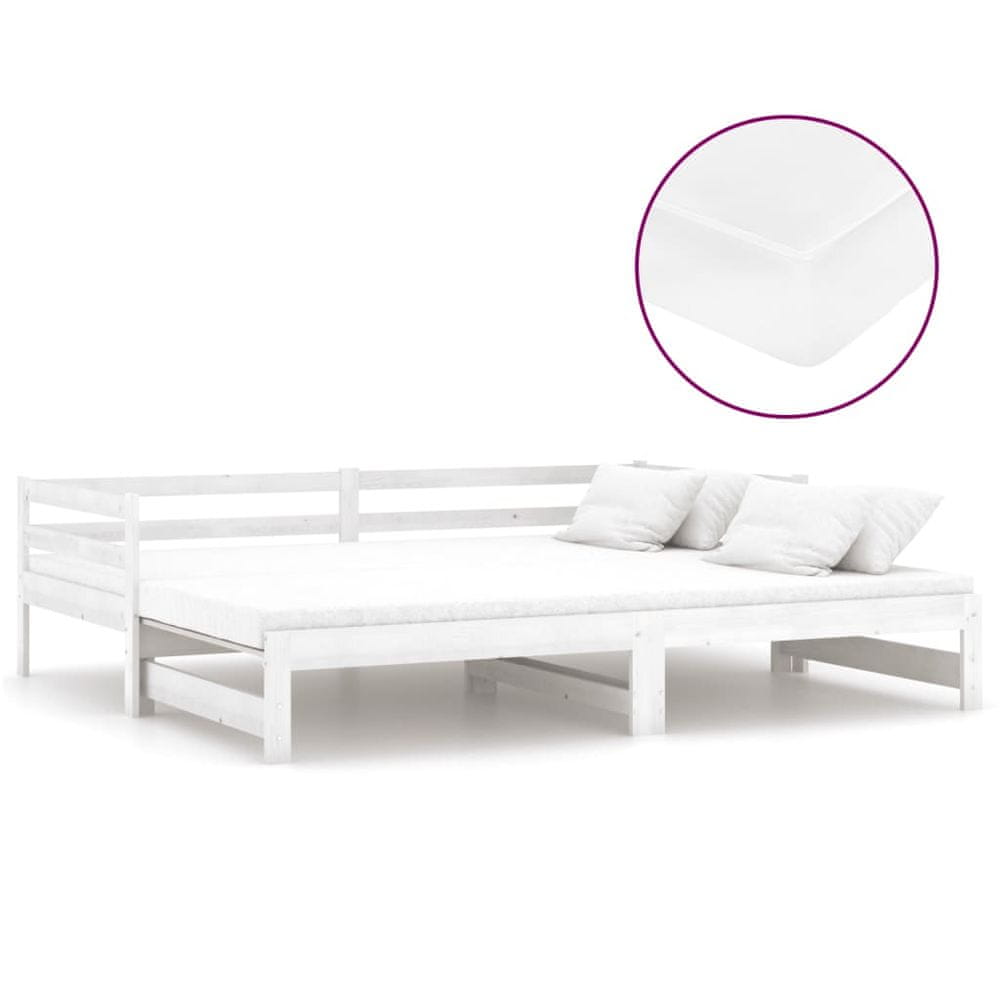 Vidaxl Rozkladacia denná posteľ 2x(90x200) cm, biela, borovicový masív