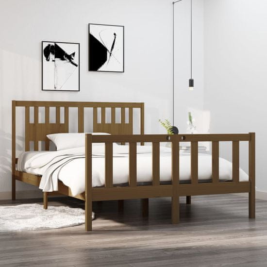 Vidaxl Rám postele, masívne drevo, medovo hnedá, 135x190 cm, dvojlôžková