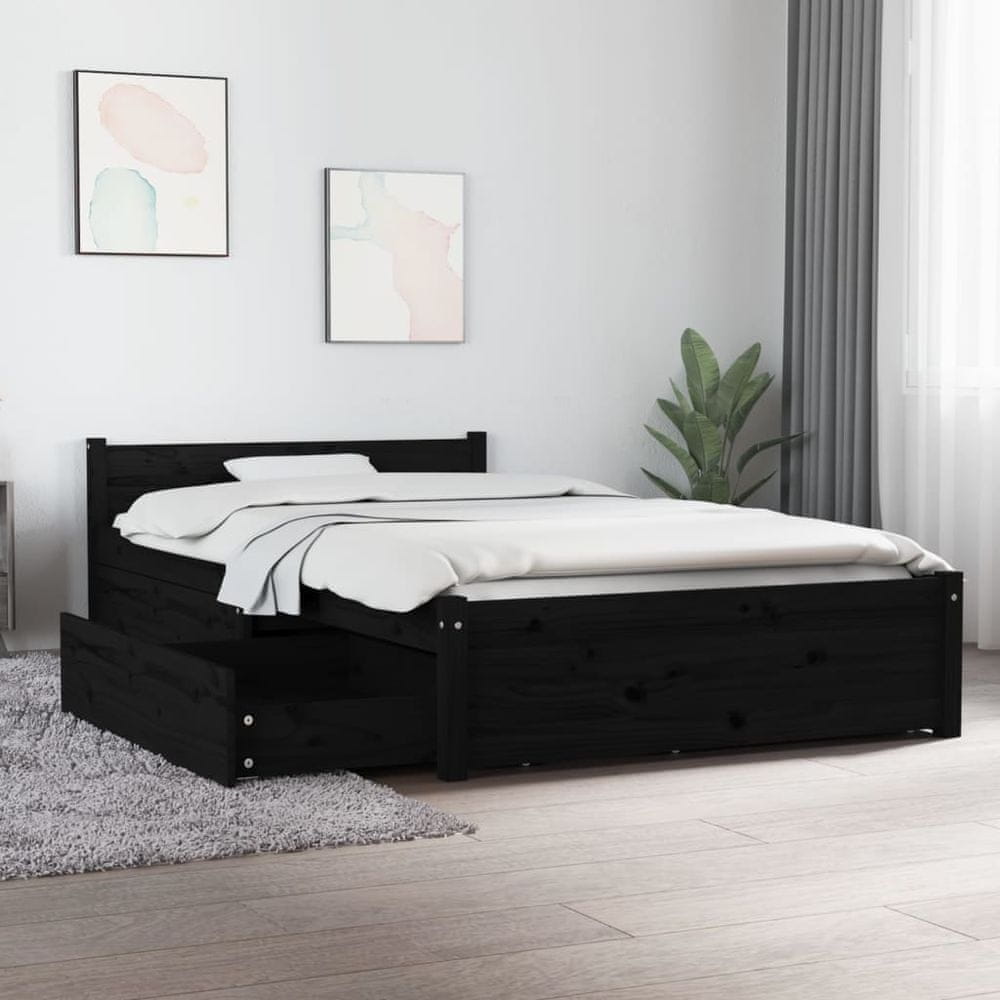 Vidaxl Rám postele so zásuvkami, čierny, 90x200 cm