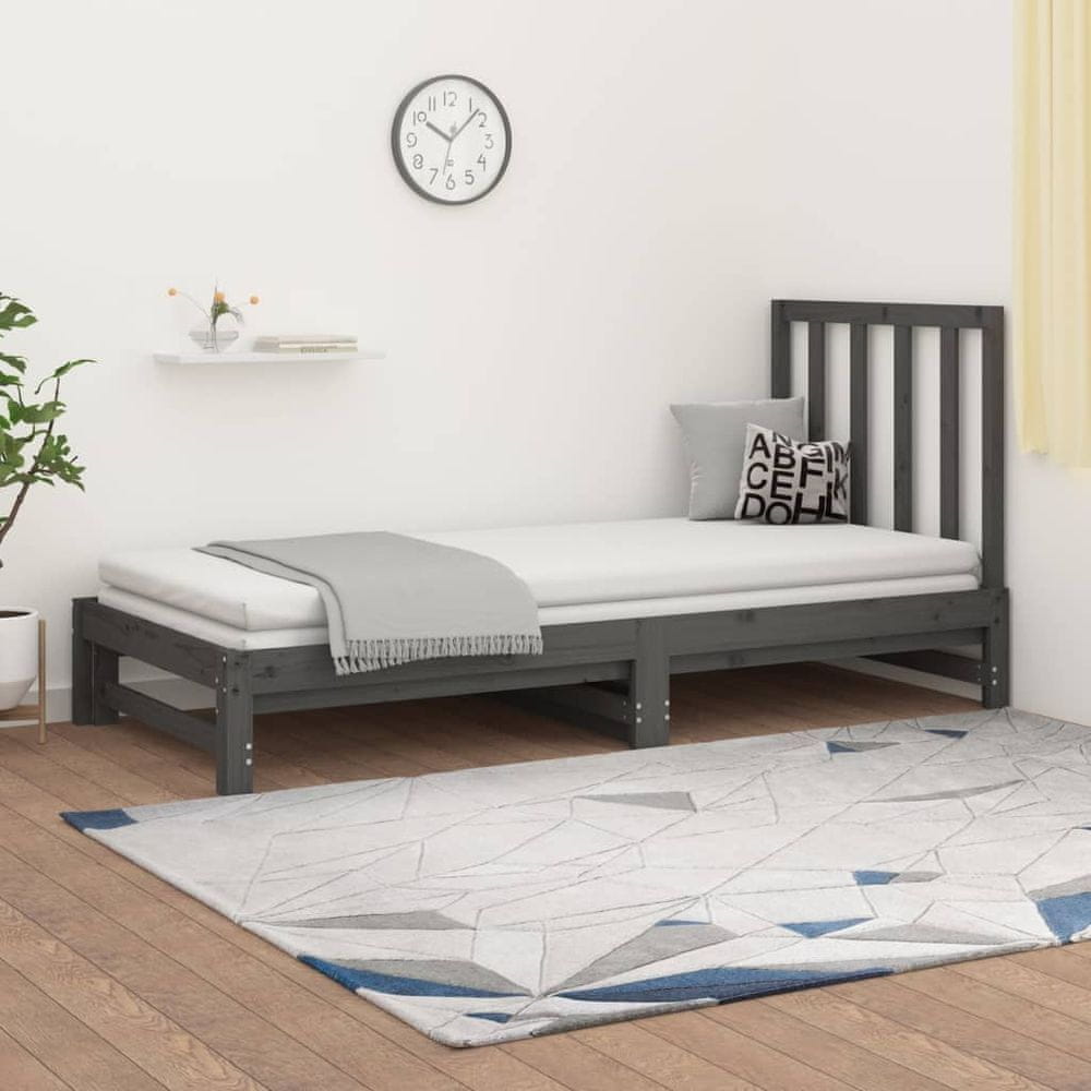 Petromila vidaXL Rozkladacia denná posteľ sivá 2x(90x200) cm borovicový masív