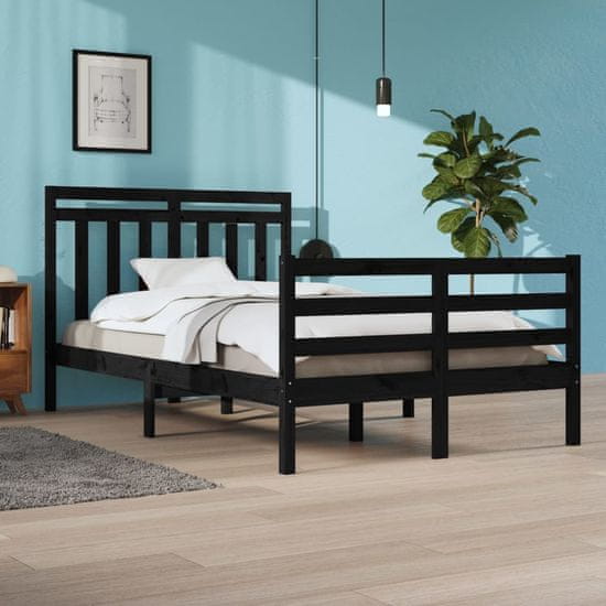 Vidaxl Rám postele, čierny, masívne drevo, 120x200 cm