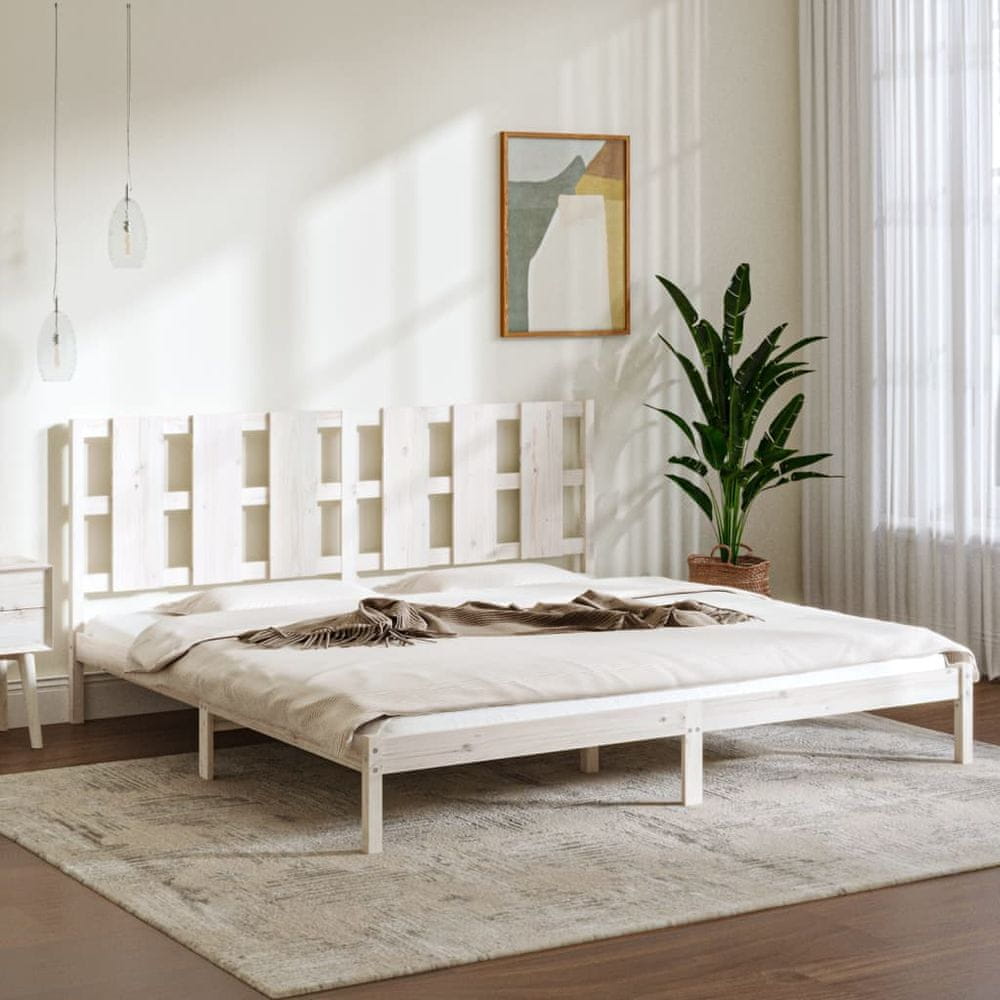 Vidaxl Rám postele, biely, masívne borovicové drevo, 200 x 200 cm