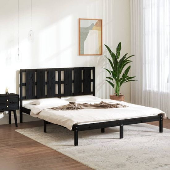 Vidaxl Rám postele, čierny, masívne borovicové drevo, 160 x 200 cm