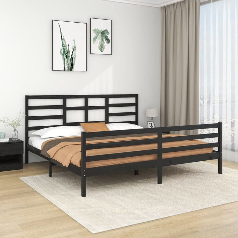 Vidaxl Rám postele, čierny, masívne drevo, 200 x 200 cm
