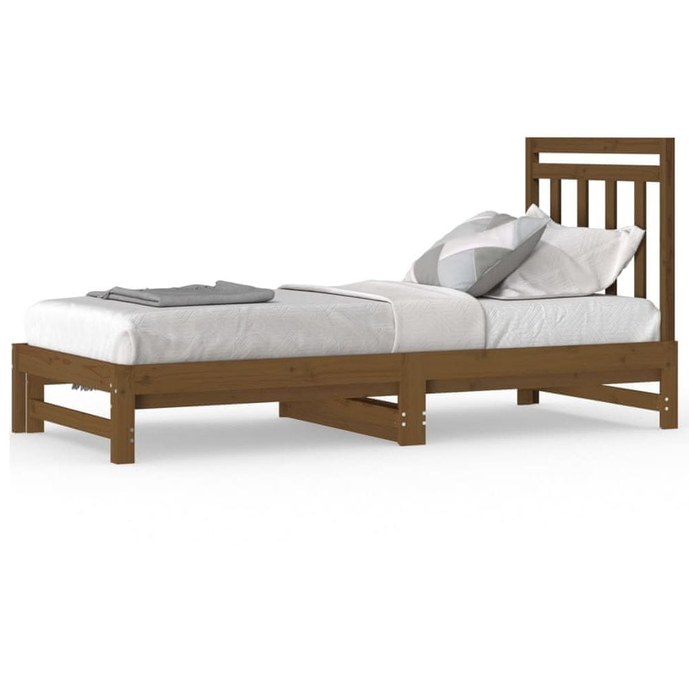 Vidaxl Rozkladacia denná posteľ hnedá 2x(90x200) cm borovicový masív
