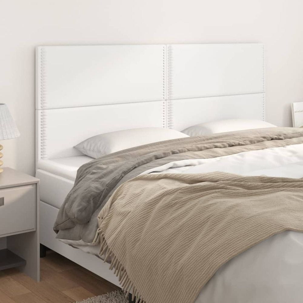 Vidaxl Čelá postele 4 ks biele 100x5x78/88 cm umelá koža