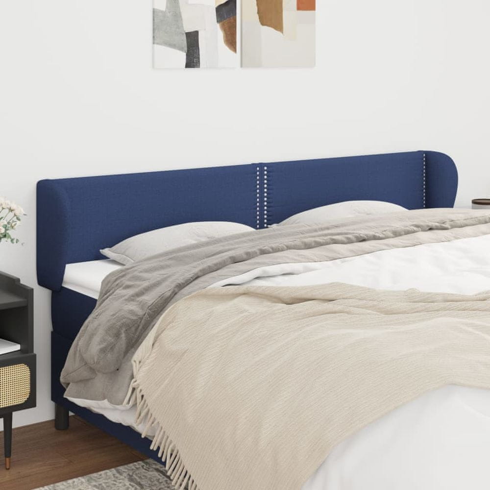 Vidaxl Čelo postele so záhybmi modrý 163x23x78/88 cm látka