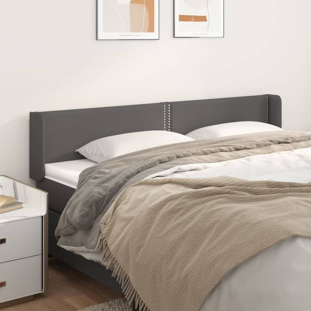 Vidaxl Čelo postele so záhybmi sivé 203x16x78/88 cm umelá koža