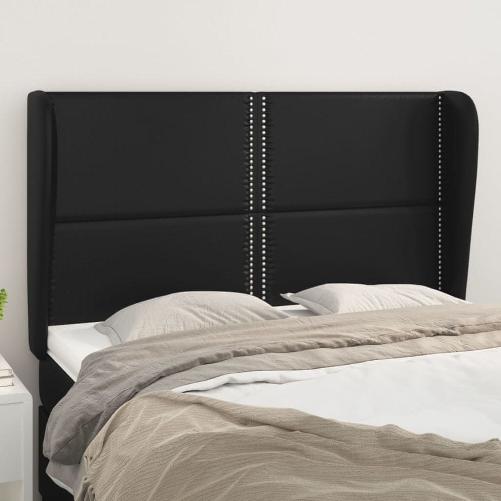 Vidaxl Čelo postele so záhybmi čierne 147x23x118/128 cm umelá koža