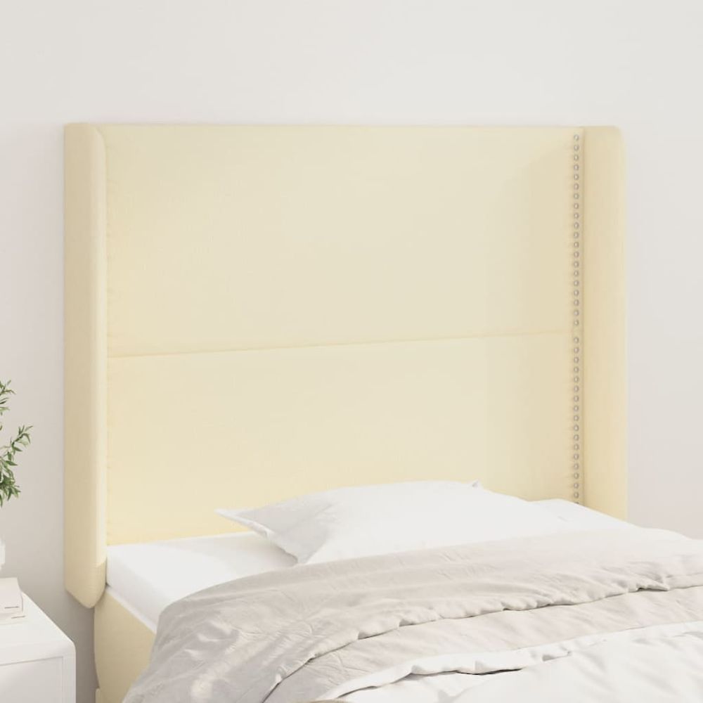 Vidaxl Čelo postele so záhybmi krémové 83x16x118/128 cm umelá koža