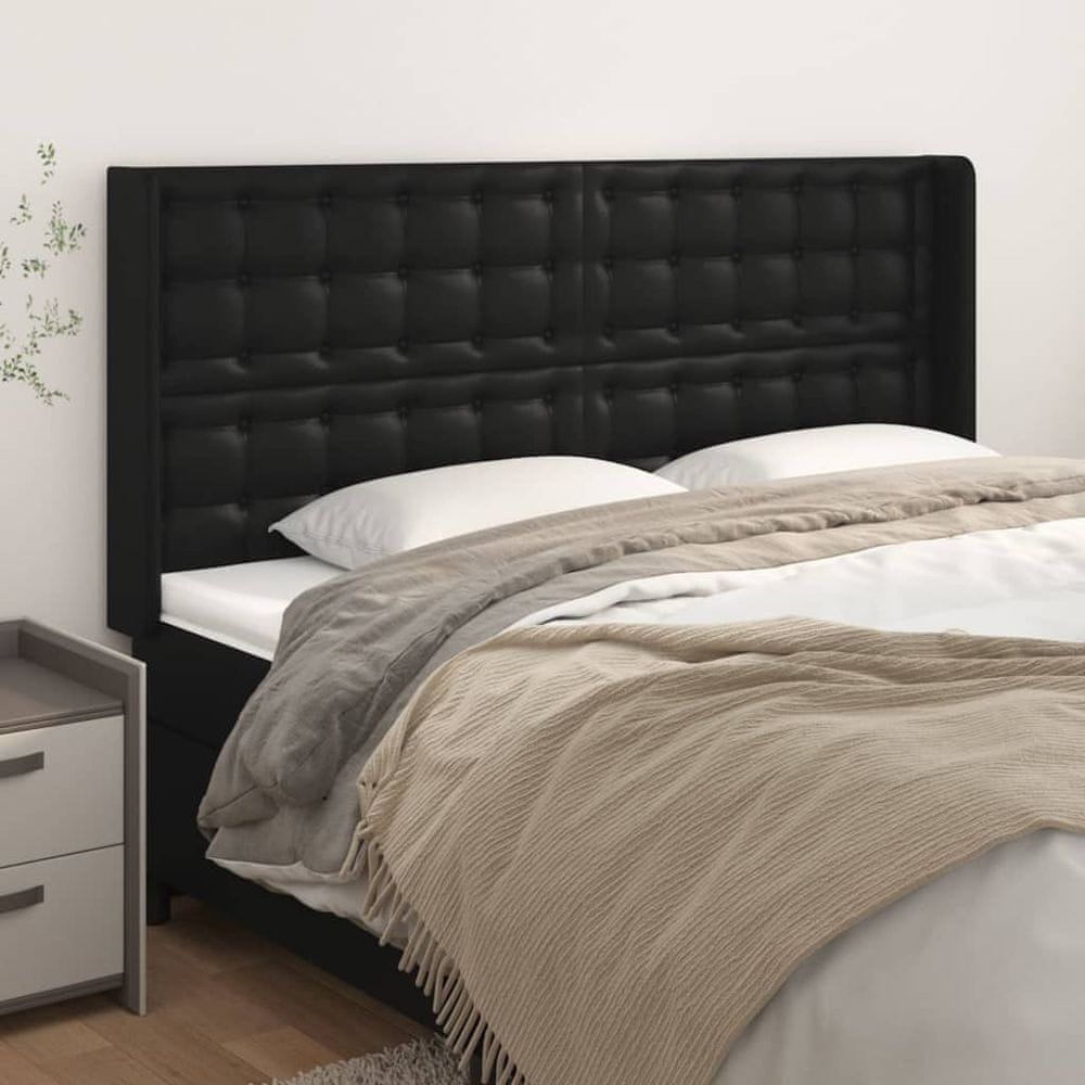 Vidaxl Čelo postele so záhybmi čierne 183x16x118/128 cm umelá koža
