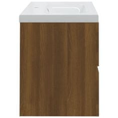 Vidaxl Umývadlová skrinka so zabudovaným umývadlom hnedý dub drevo