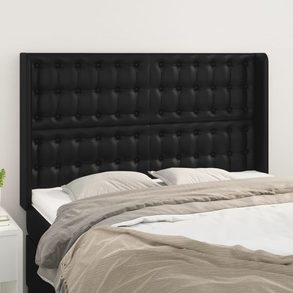 Vidaxl Čelo postele so záhybmi čierne 147x16x118/128 cm umelá koža