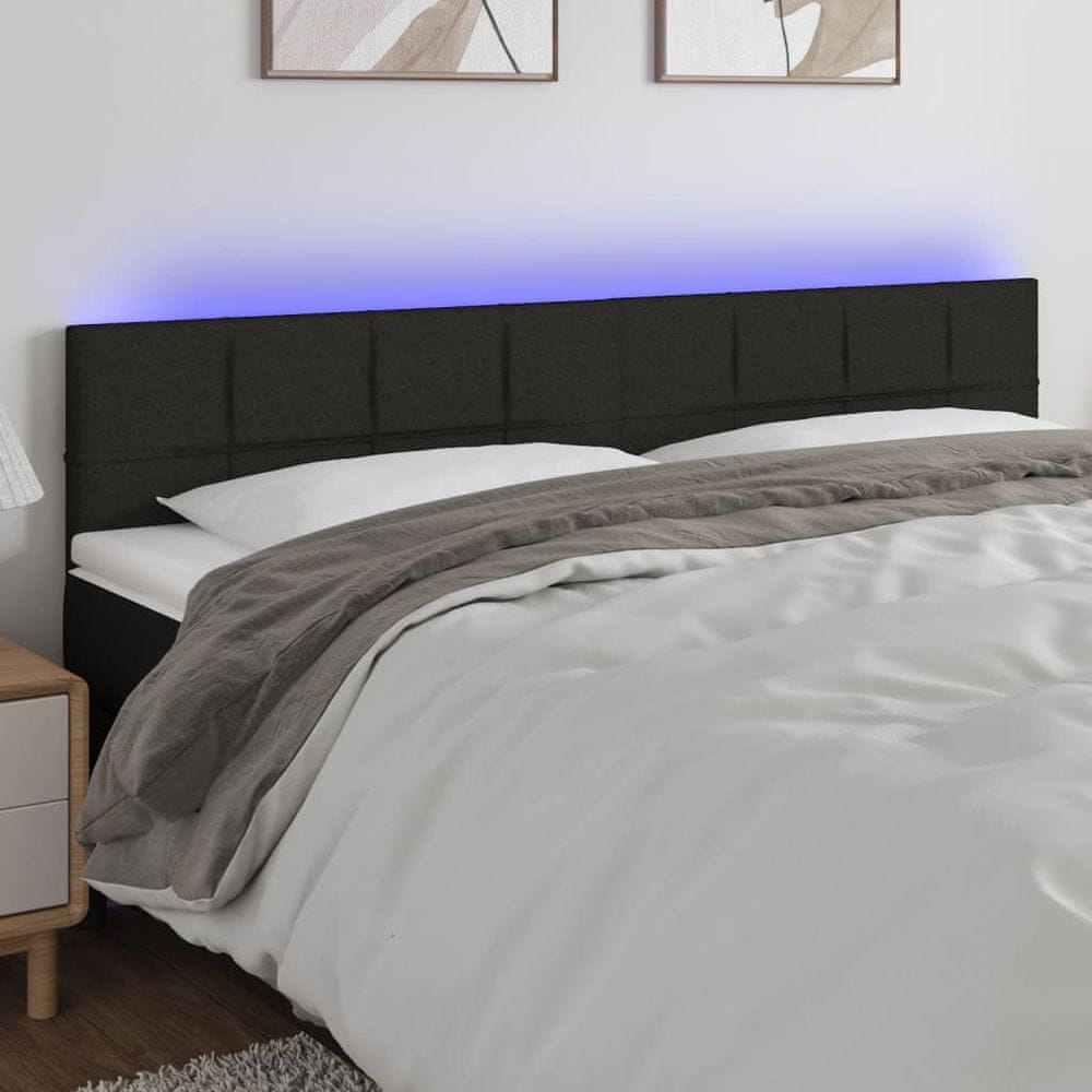 Vidaxl Čelo postele s LED čierne 200x5x78/88 cm látka