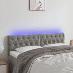 shumee Čelo postele s LED bledosivé 144x7x78/88 cm zamat
