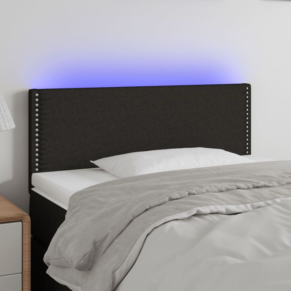 Vidaxl Čelo postele s LED čierne 80x5x78/88 cm látka