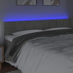shumee Čelo postele s LED bledosivé 200x5x78/88 cm zamat