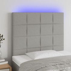 shumee Čelo postele s LED bledosivé 100x7x118/128 cm látka