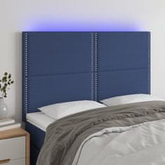 shumee Čelo postele s LED modré 144x5x118/128 cm látka