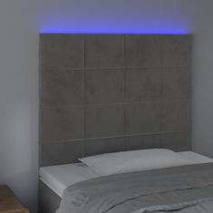 shumee Čelo postele s LED bledosivé 90x5x118/128 cm zamat