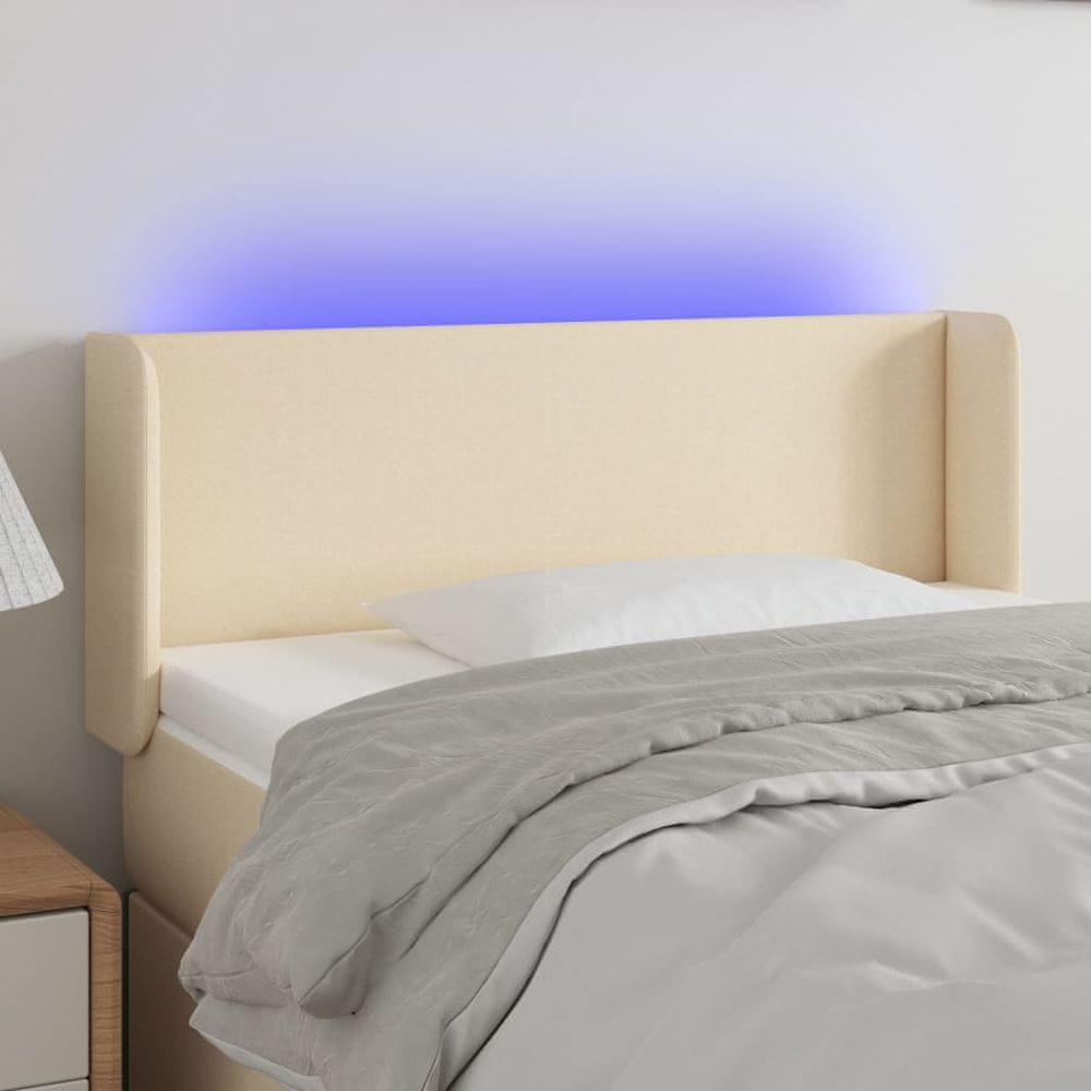 Vidaxl Čelo postele s LED krémové 83x16x78/88 cm látka