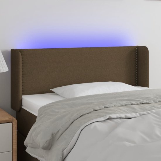 Vidaxl Čelo postele s LED tmavohendé 83x16x78/88 cm látka