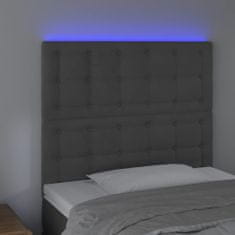 shumee Čelo postele s LED tmavosivé 100x5x118/128 cm zamat