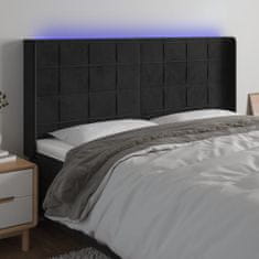 shumee Čelo postele s LED čierne 203x16x118/128 cm zamat
