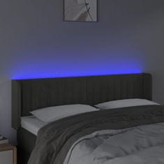 shumee Čelo postele s LED tmavosivé 147x16x78/88 cm zamat