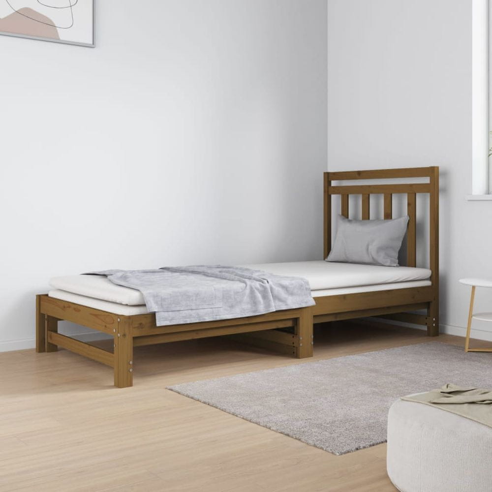 Vidaxl Rozkladacia denná posteľ medová 2x(90x200) cm borovicový masív
