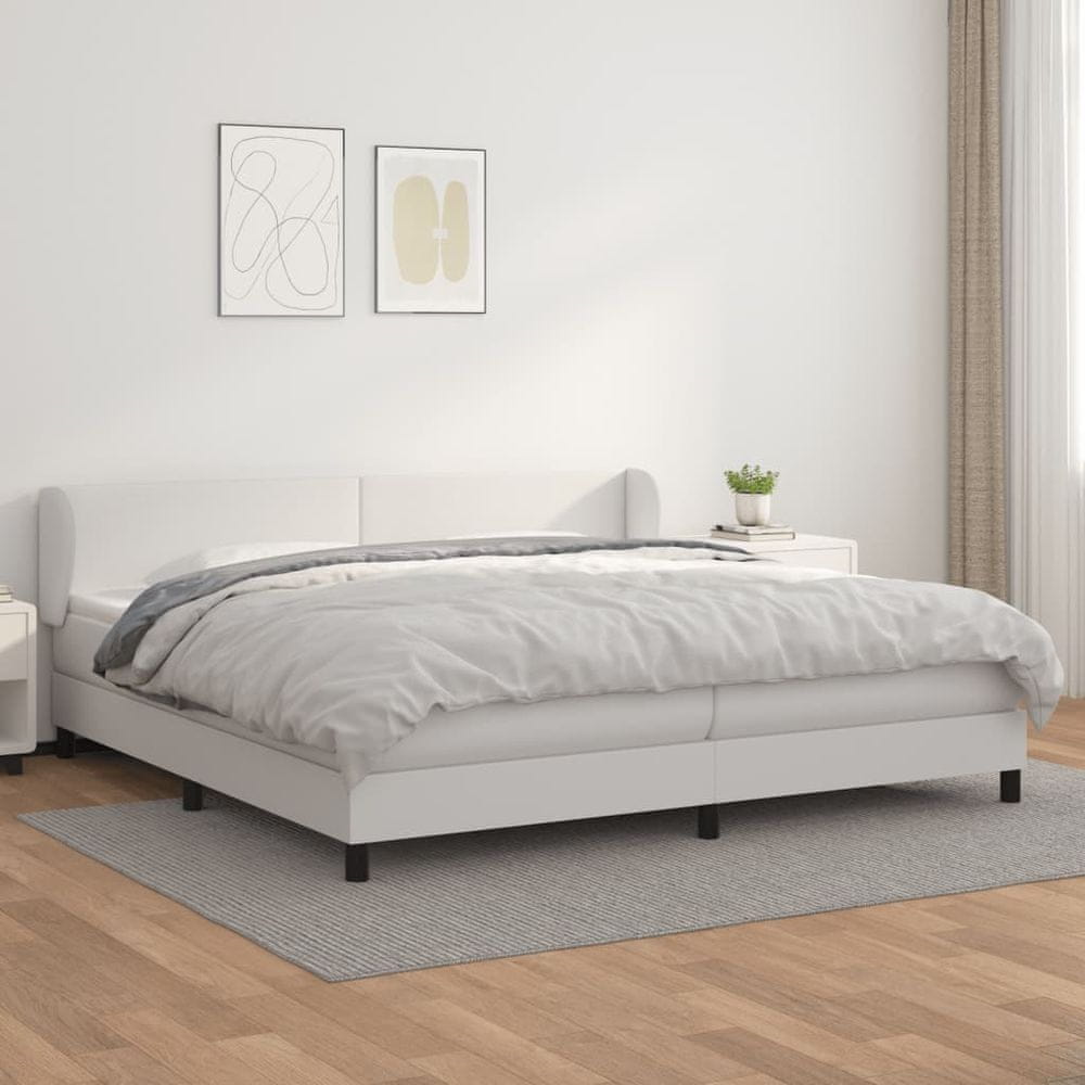 shumee Boxspring posteľ s matracom biela 200x200 cm umelá koža