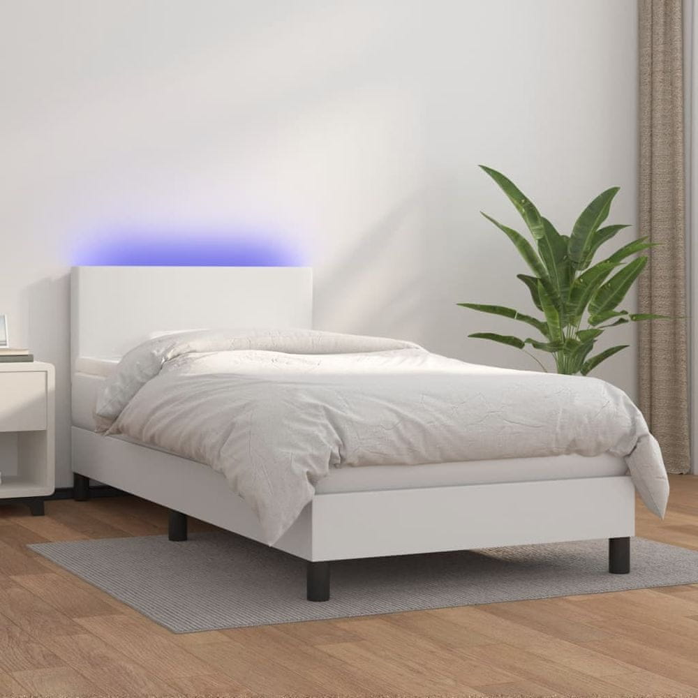 shumee Boxspring posteľ s matracom a LED biela 90x200 cm umelá koža