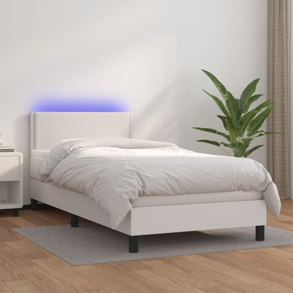 shumee Boxspring posteľ s matracom a LED biela 80x200 cm umelá koža