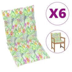 Vidaxl Podložky na záhradné stoličky 6 ks, vzor s listami 100x50x4 cm