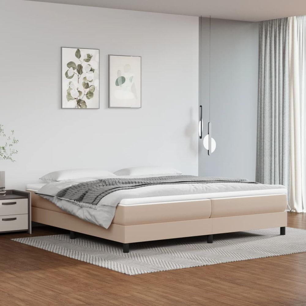 shumee Boxspring posteľ s matracom kapučínová 200x200 cm umelá koža