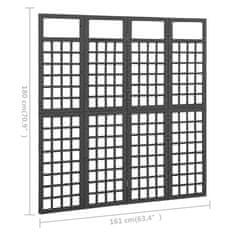 Petromila vidaXL 4-panelový paraván/mriežka masívna jedľa čierny 161x180 cm