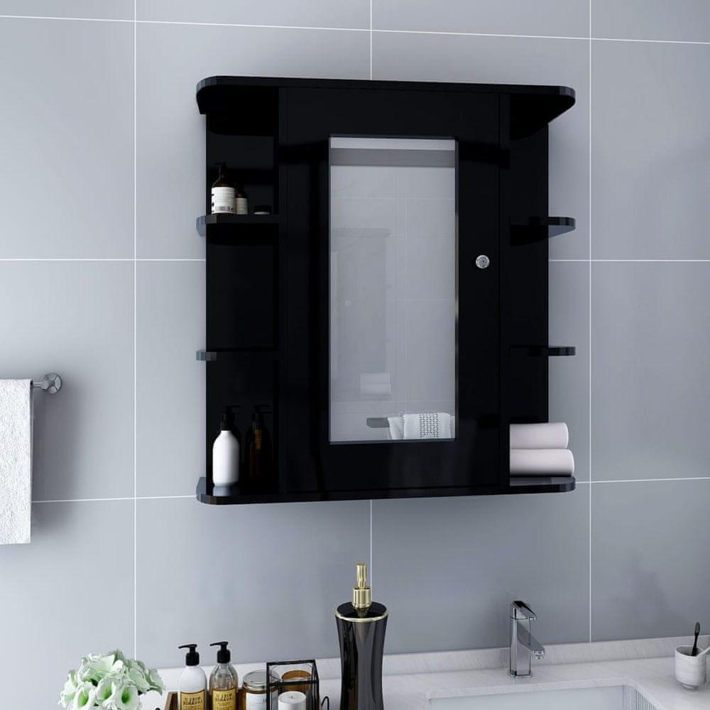 Vidaxl Kúpeľňová skrinka so zrkadlom, čierna 66x17x63 cm, MDF