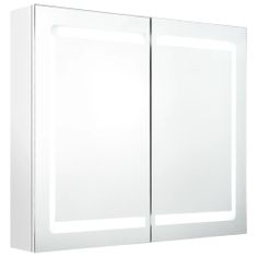 Vidaxl LED kúpeľňová zrkadlová skrinka žiarivá biela 80x12x68 cm