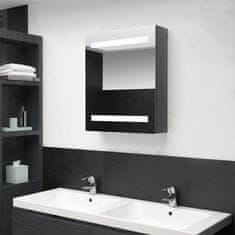 Vidaxl LED kúpeľňová zrkadlová skrinka žiarivá sivá 50x14x60 cm