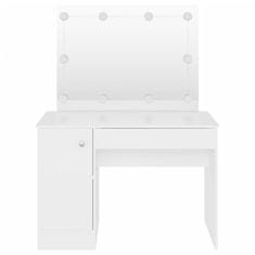 Vidaxl Toaletný stolík s LED svetlami 110x55x145 cm MDF biely