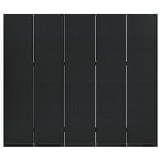 Vidaxl Paraván s 5 panelmi, čierny 200x180 cm oceľ