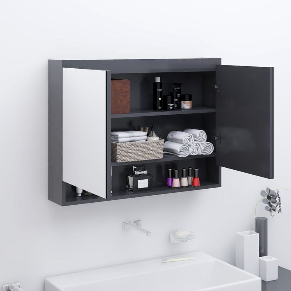 Vidaxl Kúpeľňová zrkadlová skrinka 80x15x60 cm MDF sivá