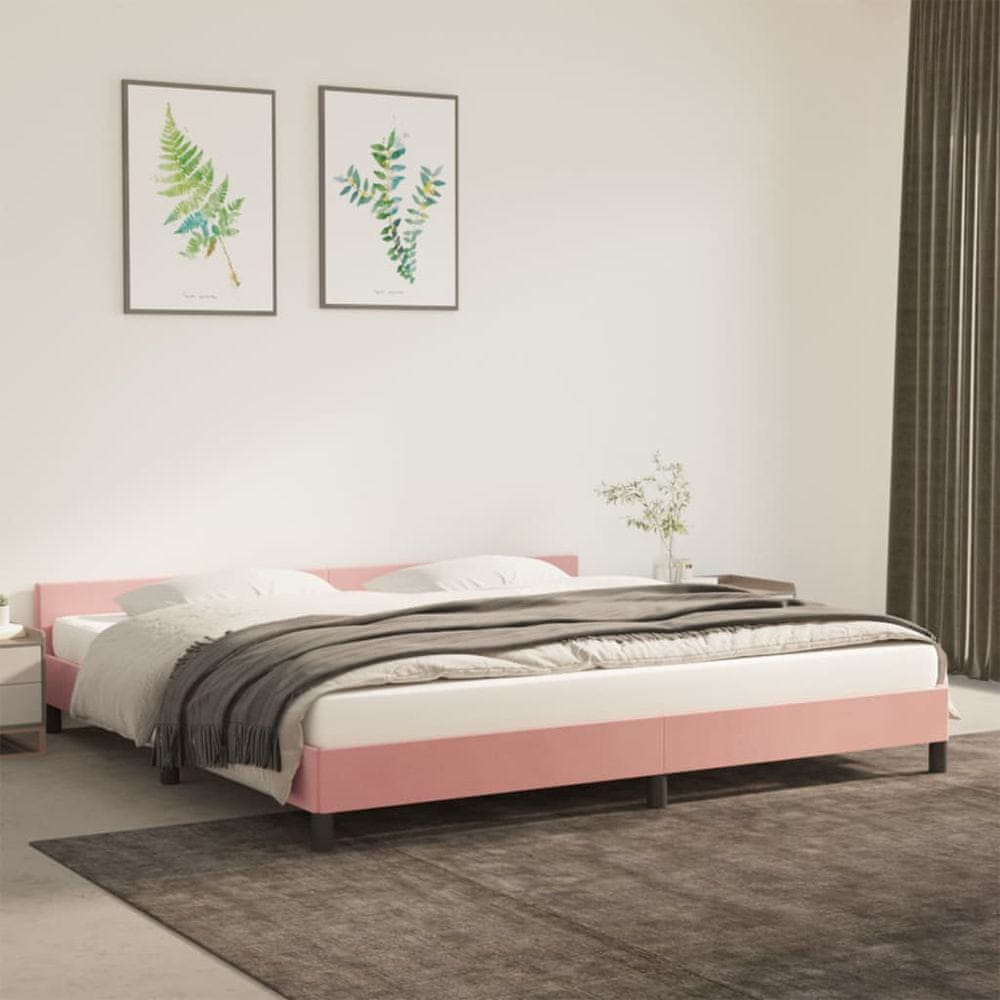 Petromila vidaXL Rám postele s čelom ružový 200x200 cm zamat