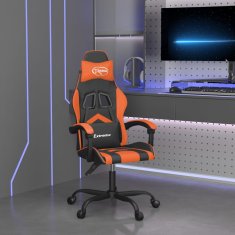 Vidaxl Otočná herná stolička čierna a oranžová umelá koža