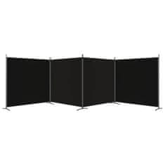 Vidaxl 4-panelový paraván čierny 698x180 cm látka