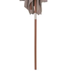 Vidaxl Vonkajší slnečník s drevenou tyčou 150x200 cm, sivohnedý